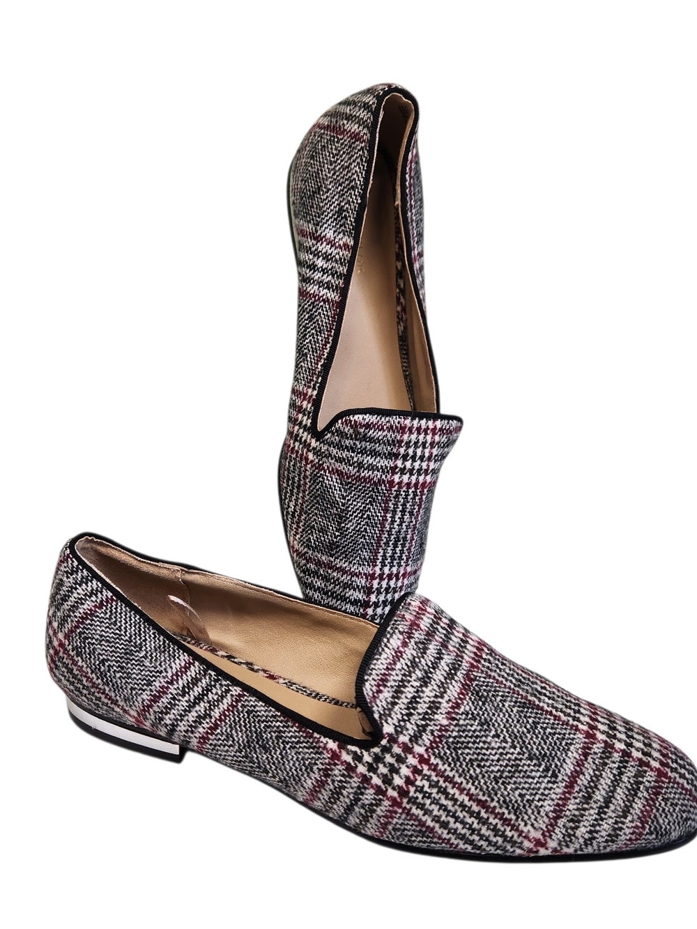 Anne Taylor Factory Shoes Flats Loafers Red Black Plaid Women's Size 7